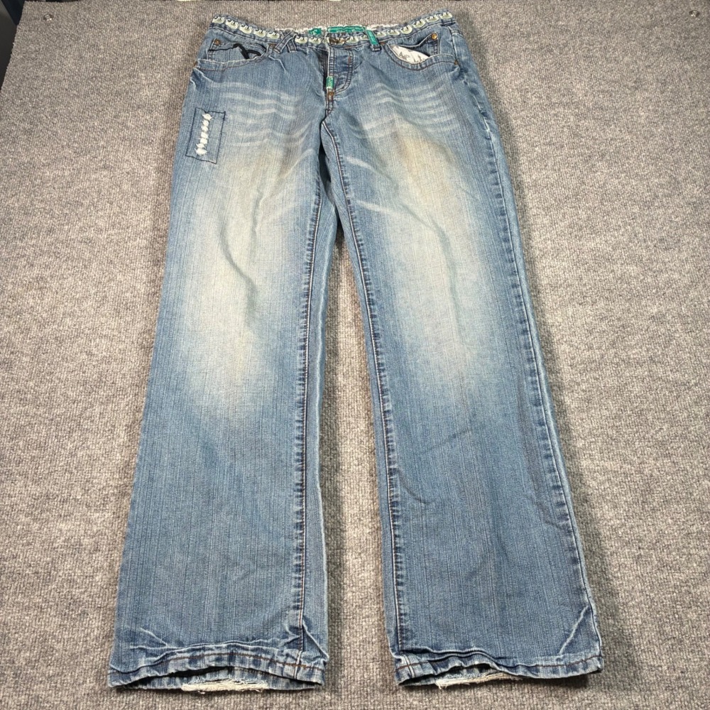 LRG Lifted Research Group Jeans Mens 34 Light Wash Elephant Embroidered Y2K